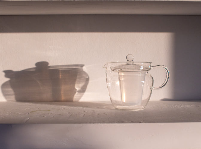 Everyday Glass Teapot in a home setting.